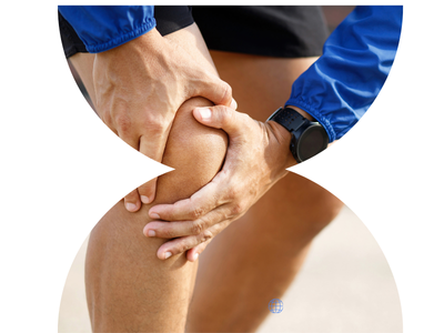 Person with knee pain due to arthritis – joint pain and stiffness illustration